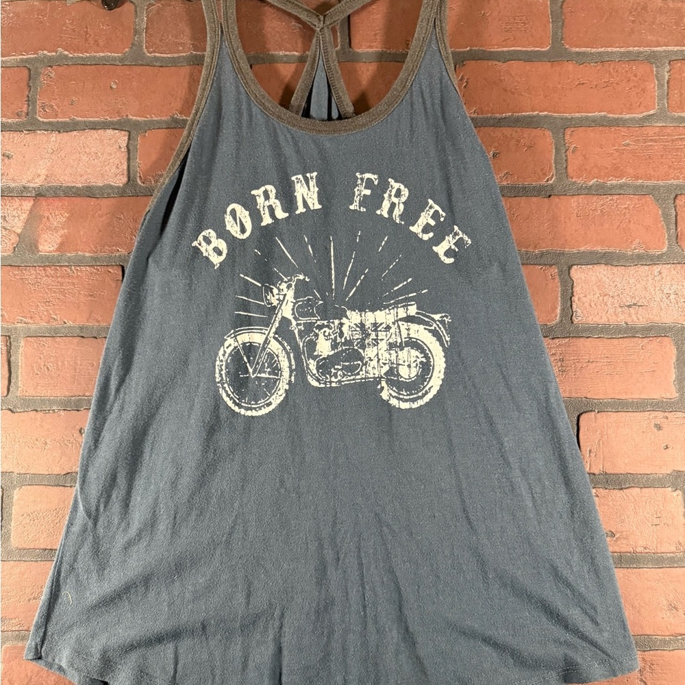 🏍️ Blue & Grey Born Free Tank Top – For the Wild at Heart  ( S )